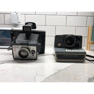 Vintage Polaroid Land Cameras, Lot of 2, Square Shooter 2 and The Button